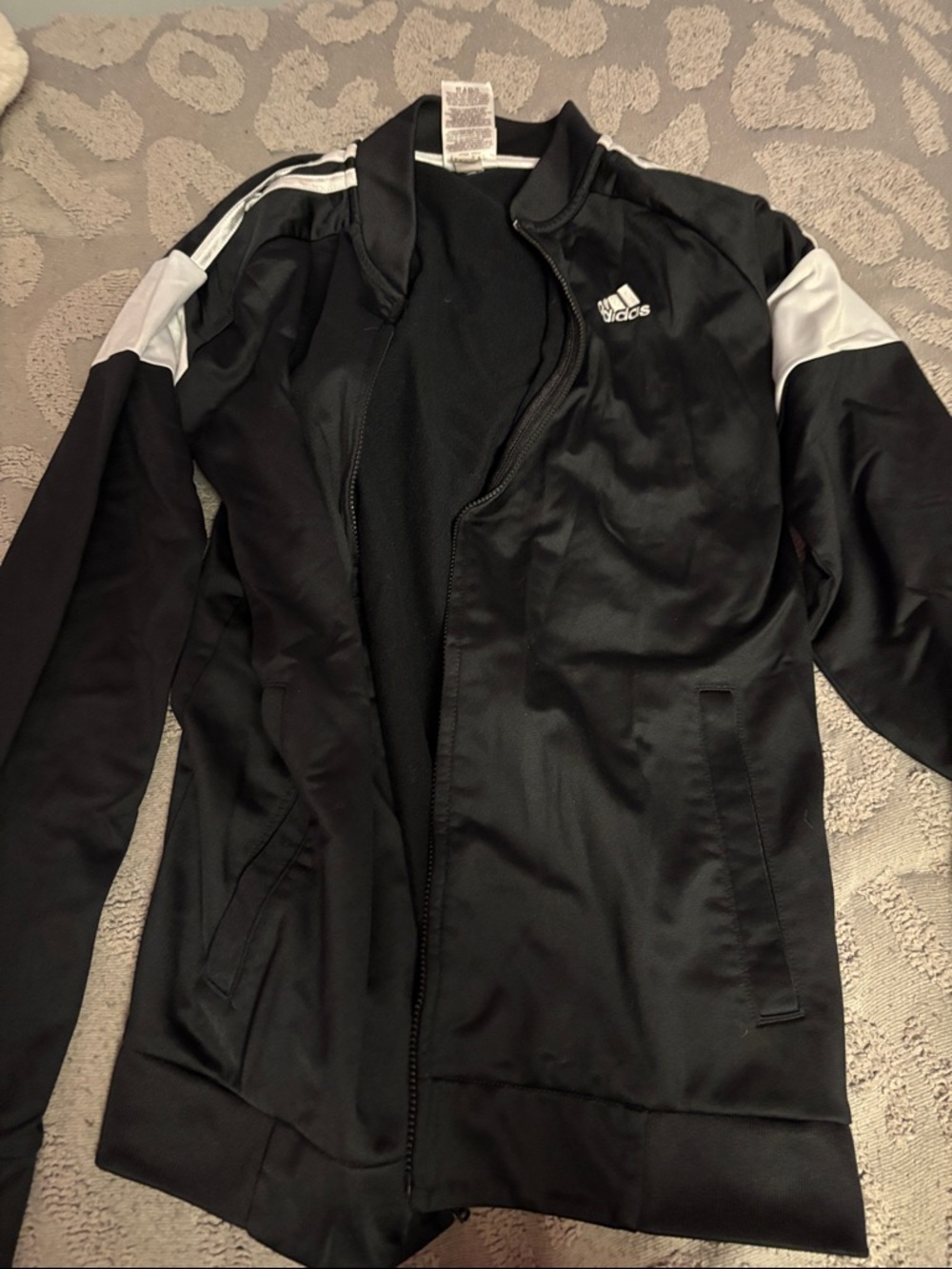 adidas Black Track Jacket with White Shoulder Panels